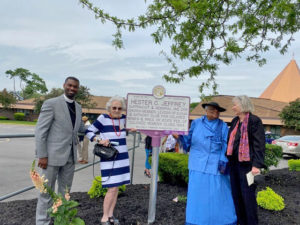 Hester Jeffrey marker in front of Memorial AME Zion Church